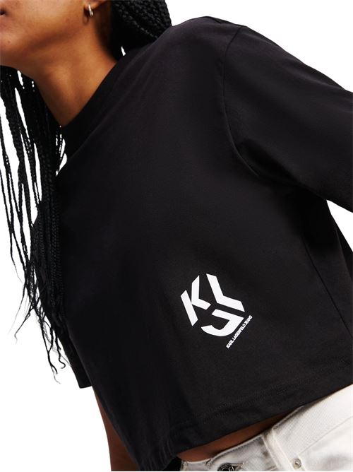 T-shirt donna nera in cotone Karl Lagerfeld jeans | A2W17076999